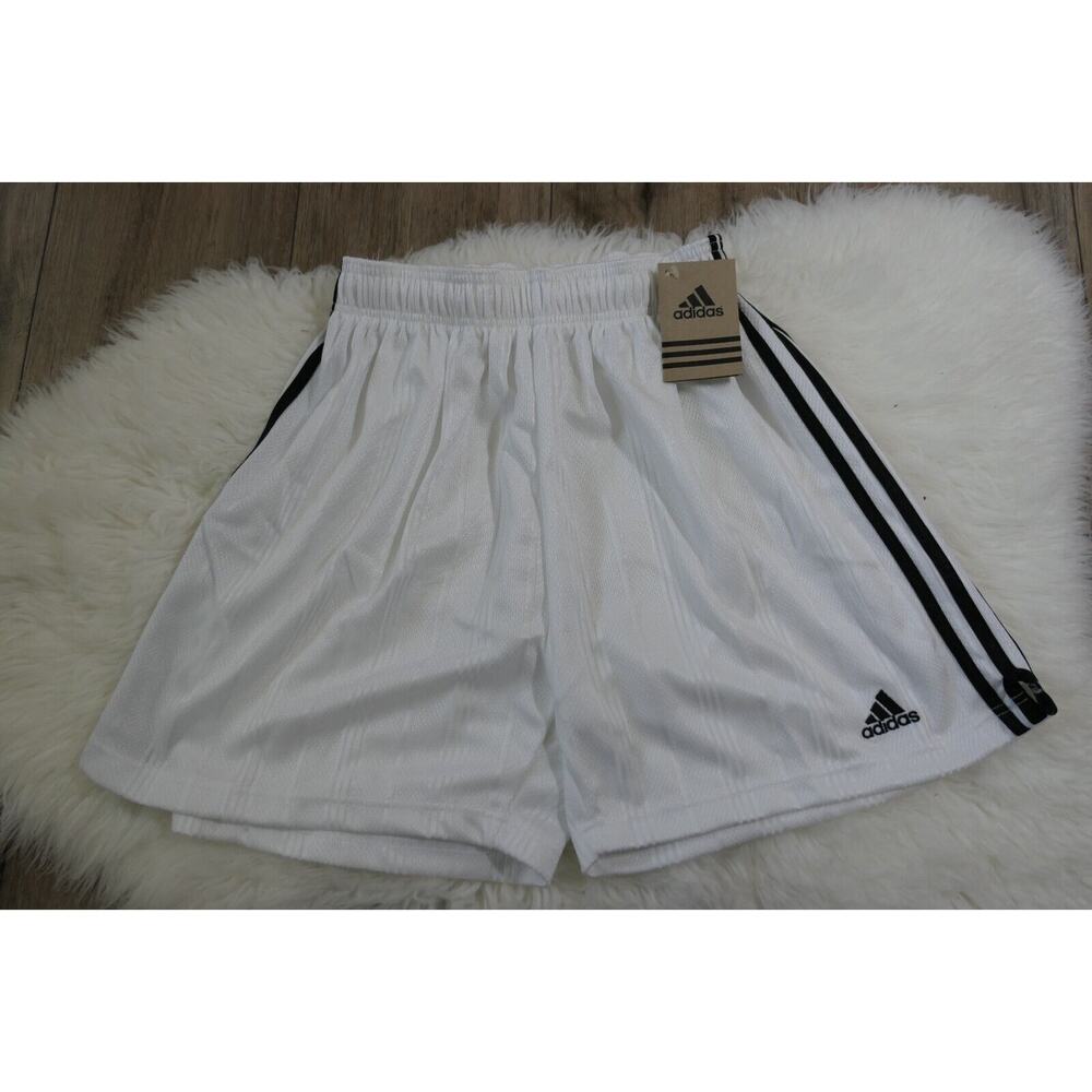 NWT Vintage Y2K 90s ADIDAS Soccer TREVISO Polyester Men's White Shorts Large - Picture 1 of 12
